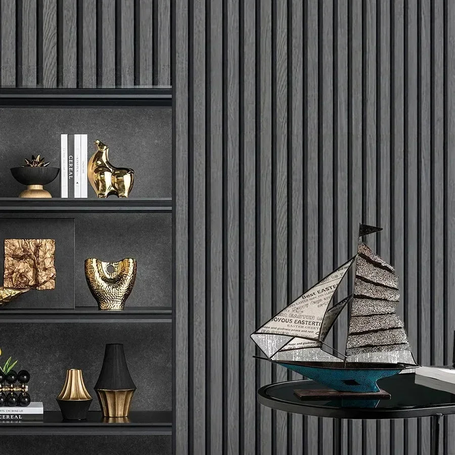 décoration murale papier peint motifs lignes verticales moderne minimaliste adhésif PVC marron beige gris