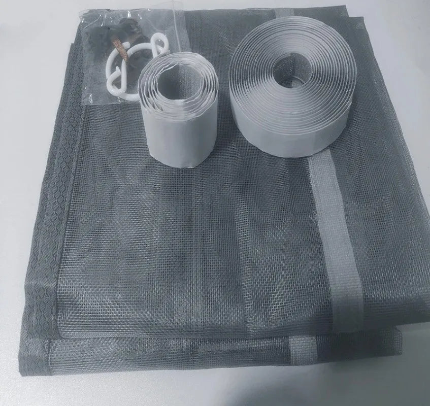 rideau porte adhésif auto agrippante maille fine fibre polyester moderne gris durable été