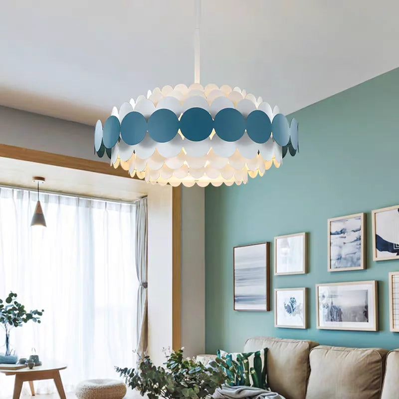 Suspension lumineuse moderne scandinave blanc bleu gris neutral warm white light