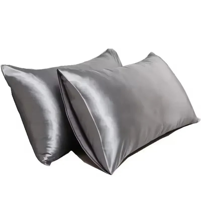 taies d'oreiller satinées soie rose blanc gris lisses brillantes anti frisottis hypoallergéniques