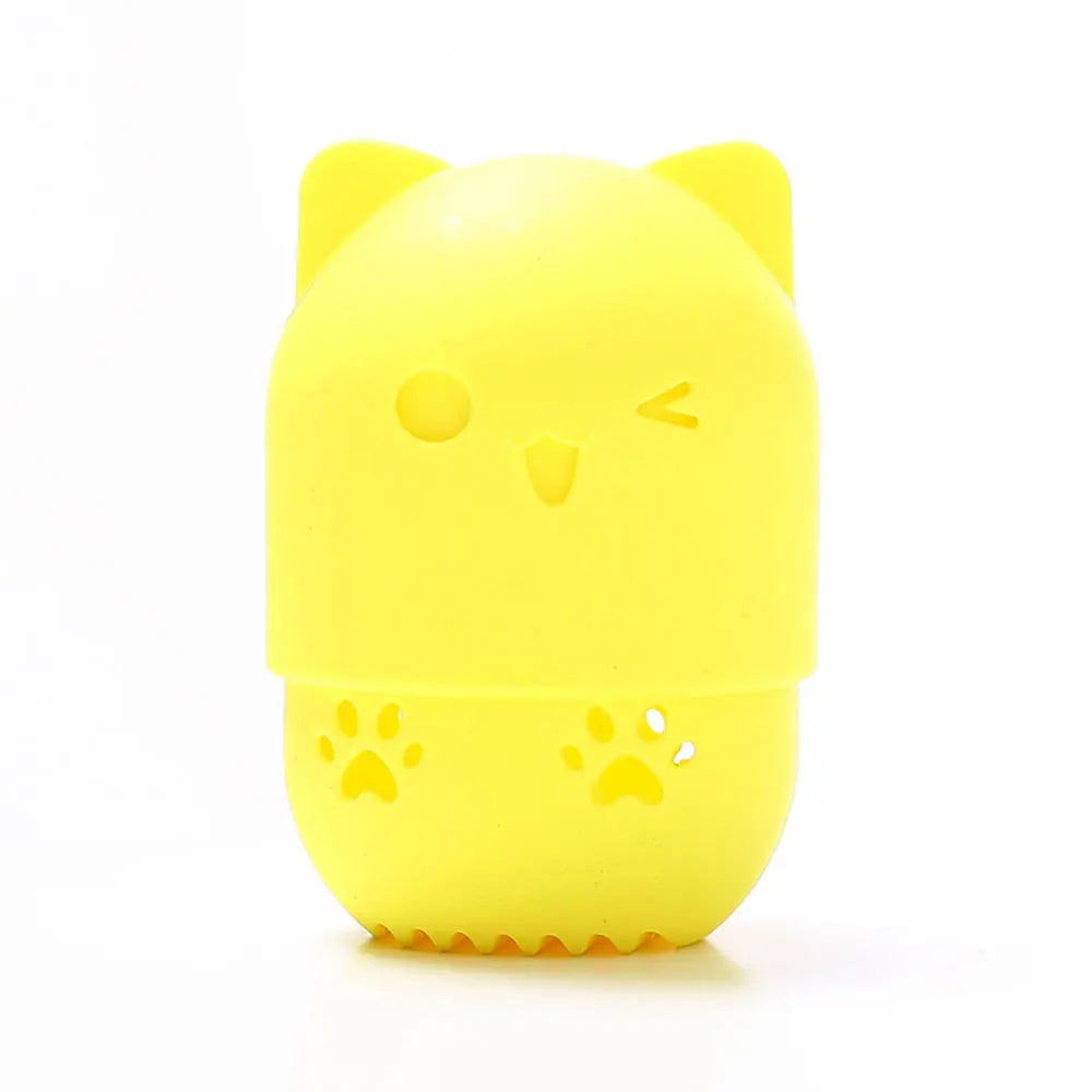pot savon silicone rose bleu violet animalier brosse nettoyage intégrée texture douce patte chat