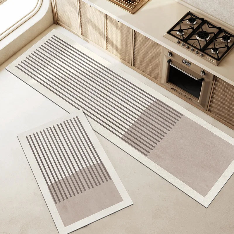tapis sol antidérapant polyester moderne beige gris lignes concentriques usage intérieur extérieur