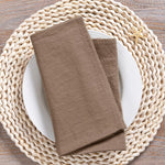 lot serviettes coton texture lin broderie rustique broches ruban jute