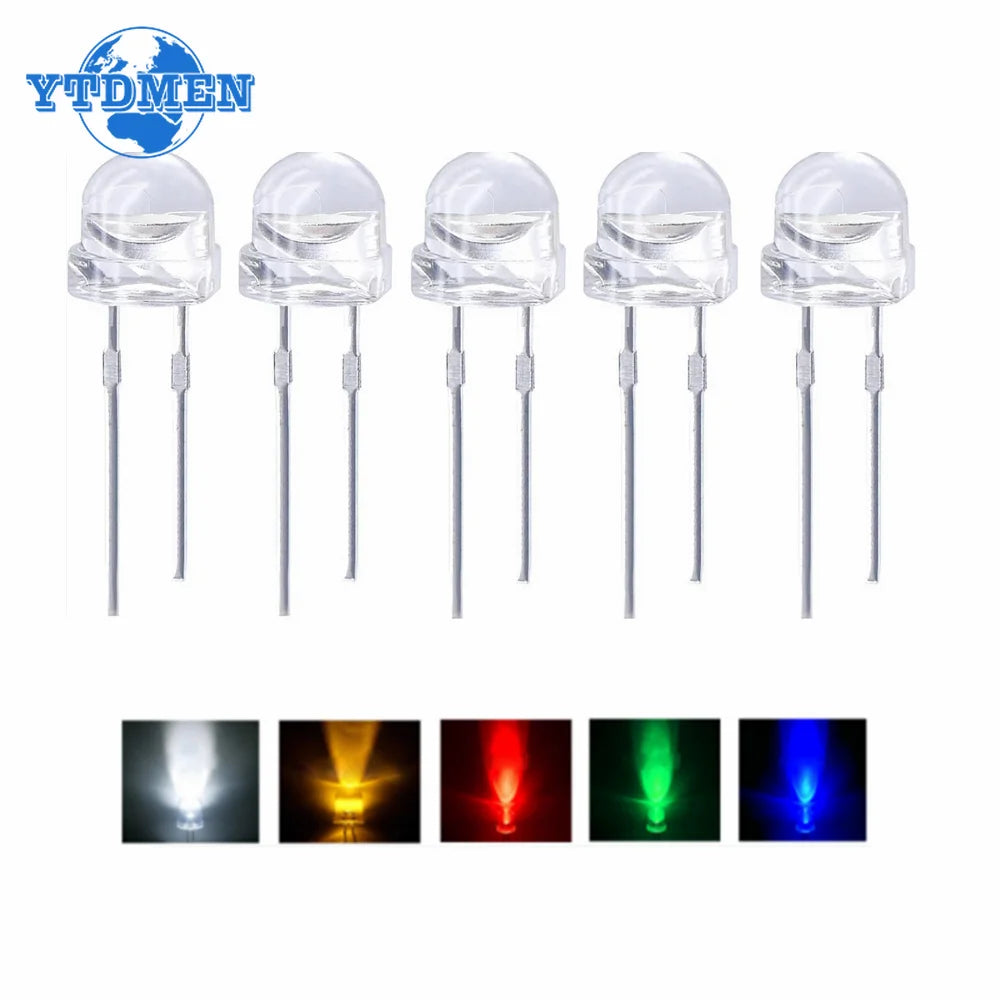 Diodes led transparentes opalescentes 5mm modernes rouge vert bleu blanc jaune