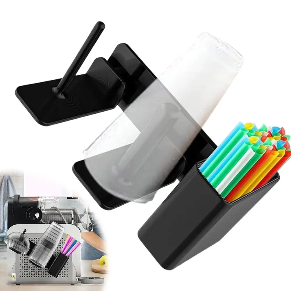 support stockage tasses pailles couvercles noir blanc moderne clips rechargeable