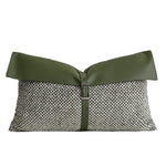 housse coussin vert olive motif géométrique contemporain polyester respectueux environnement coussin
