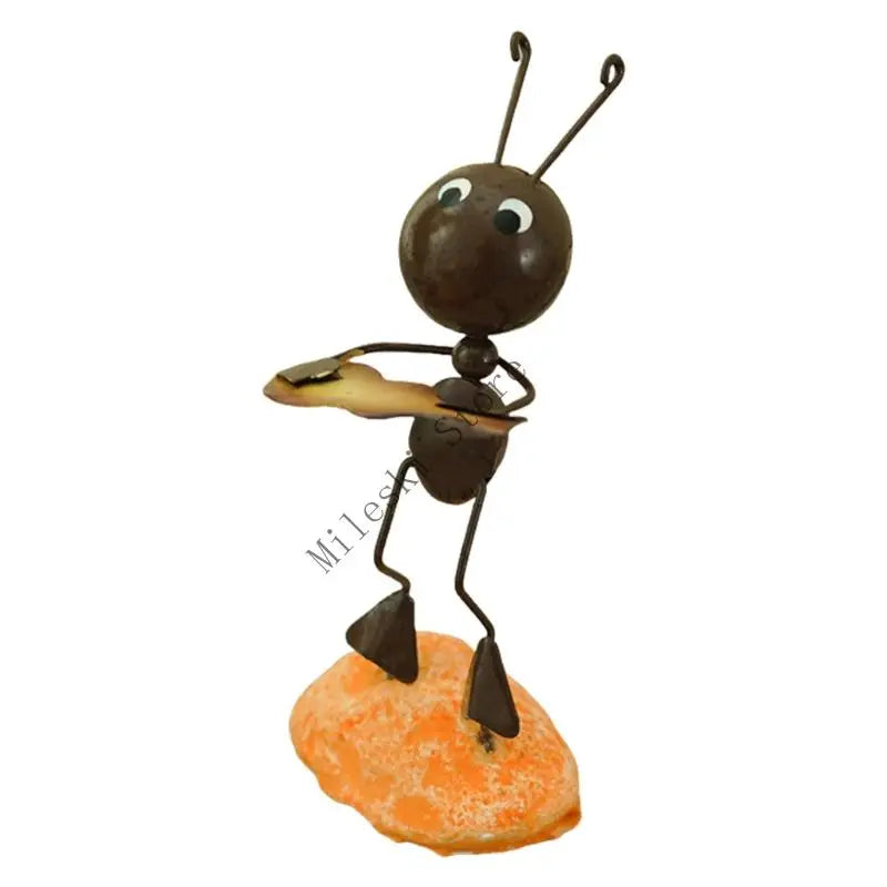 figurine métallique jardin feuilles fleurs décor extérieur moderne artisanal noir bleu vert orange blanc
