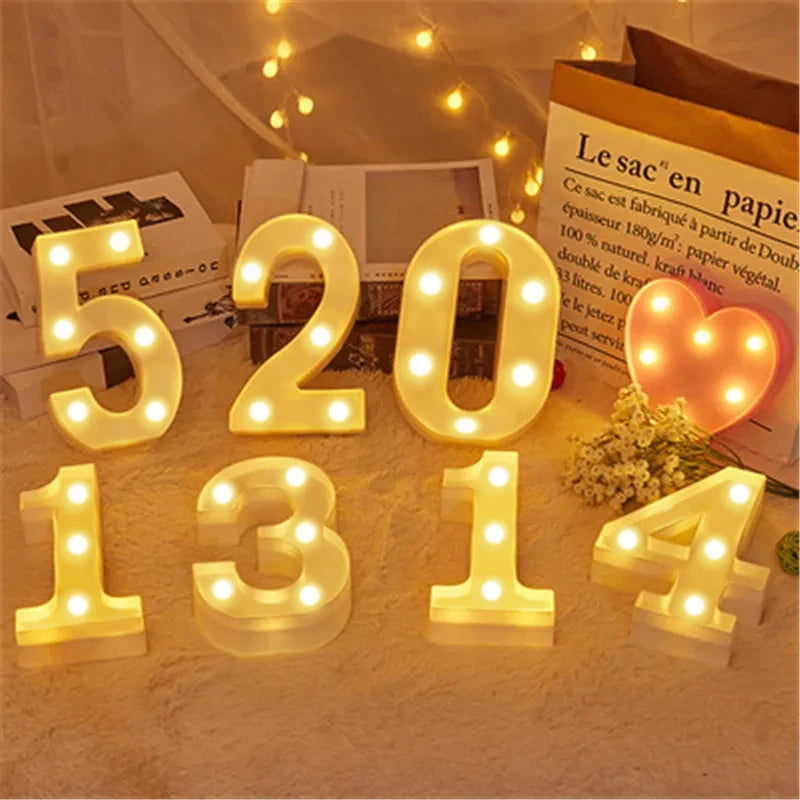 lettres lumineuses blanches vintage veilleuse deco brillante alphabet chiffres maison anniversaire noel mariage
