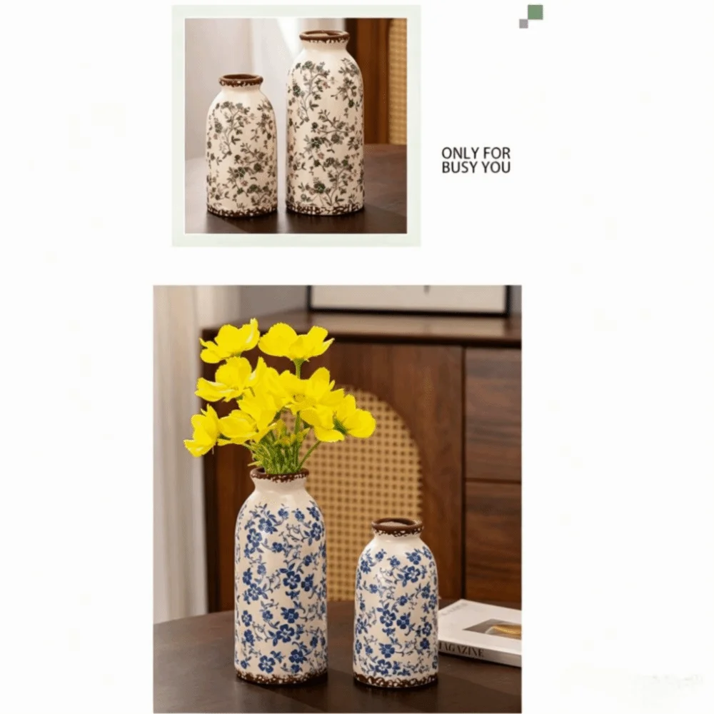 vase vintage floral poterie opaque couleur beige vert rose brun