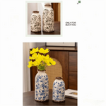 vase vintage floral poterie opaque couleur beige vert rose brun
