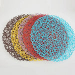 Set de table rond en papier tissé avec motifs naturels