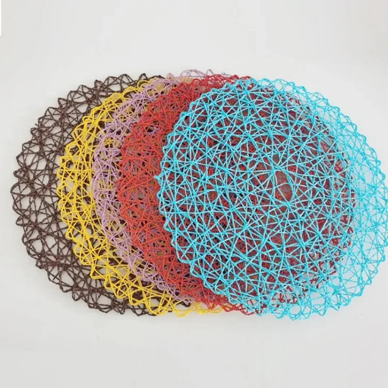 Set de table rond en papier tissé avec motifs naturels