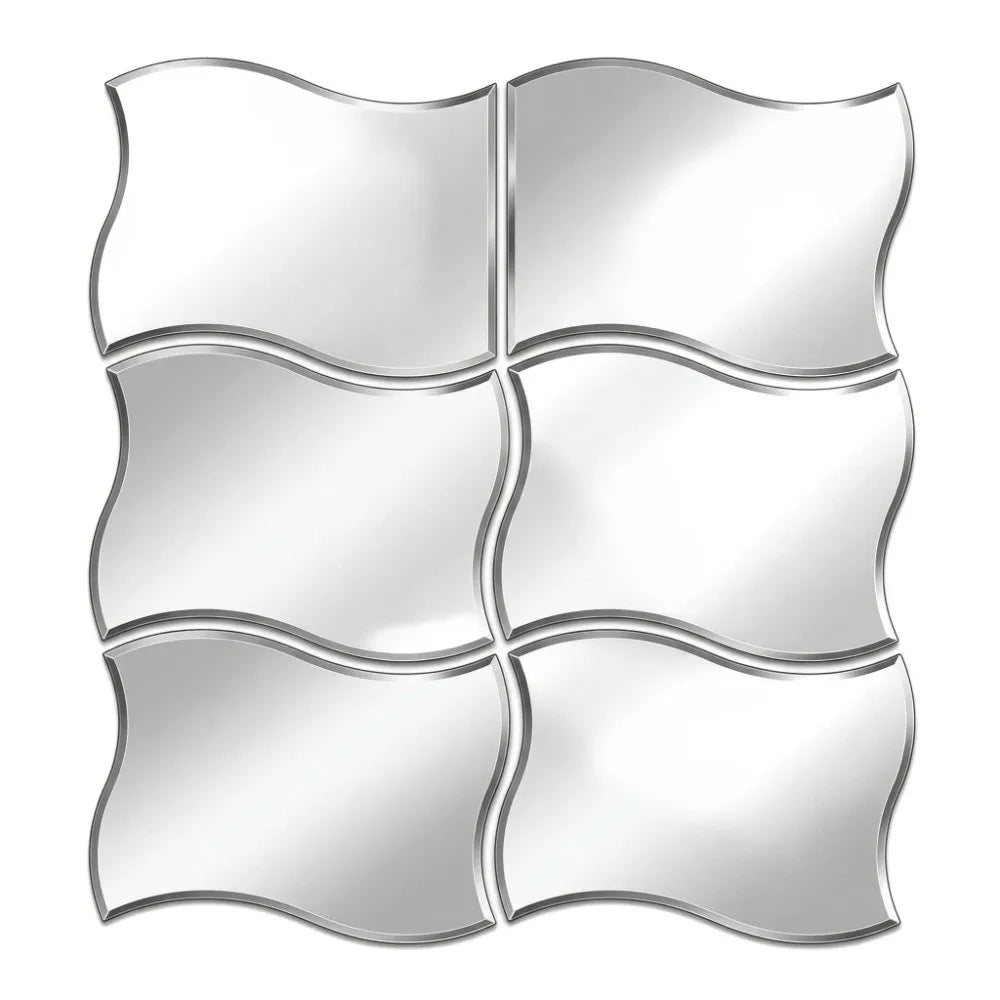 miroirs muraux modernes argentés opaques adhésifs 10cm 12cm ondulés 3d