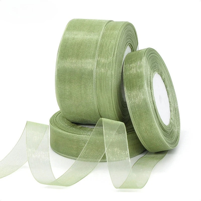 ruban polyester vert clair moderne élégant 15mm 20mm 25mm 38mm translucent emballage décoration mariage