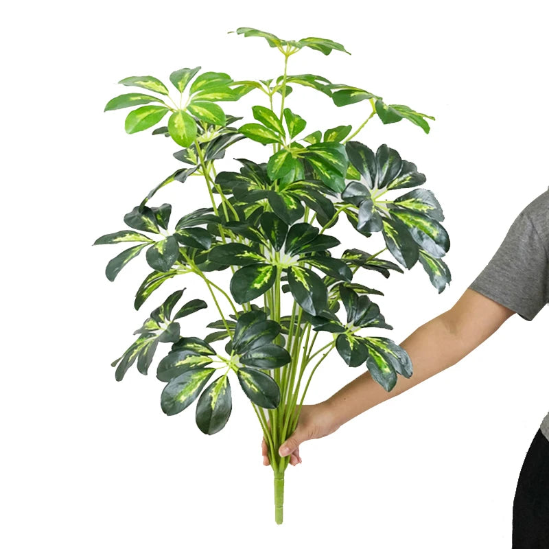 plantes artificielles feuilles vertes monstera palmes extérieures decoration moderne jardins maison tronc faux