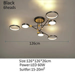 lustre moderne suspension lumineuse tête métallique noir or lisse géométrique chambre salon