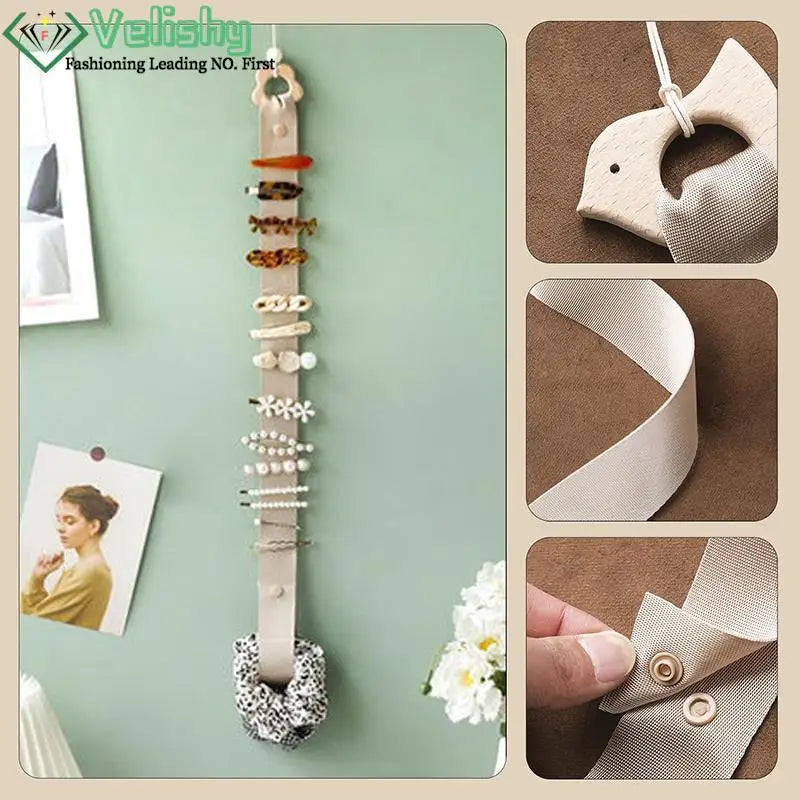 porte accessoires mural moderne rubans clips cheveux motifs floraux pois arc ciel nuages papillons
