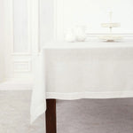 nappe lin blanc bordure festonnée table rectangulaire lavable machine simple élégant rustique minimaliste
