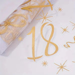 chemin table anniversaire chiffres dorés semi transparent blanc or mariage fête