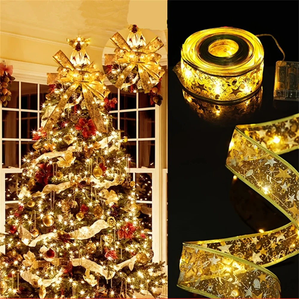 ruban lumineux étoiles motifs floraux blanc doré multicolore adhésif vacances décoration noël nouvel an