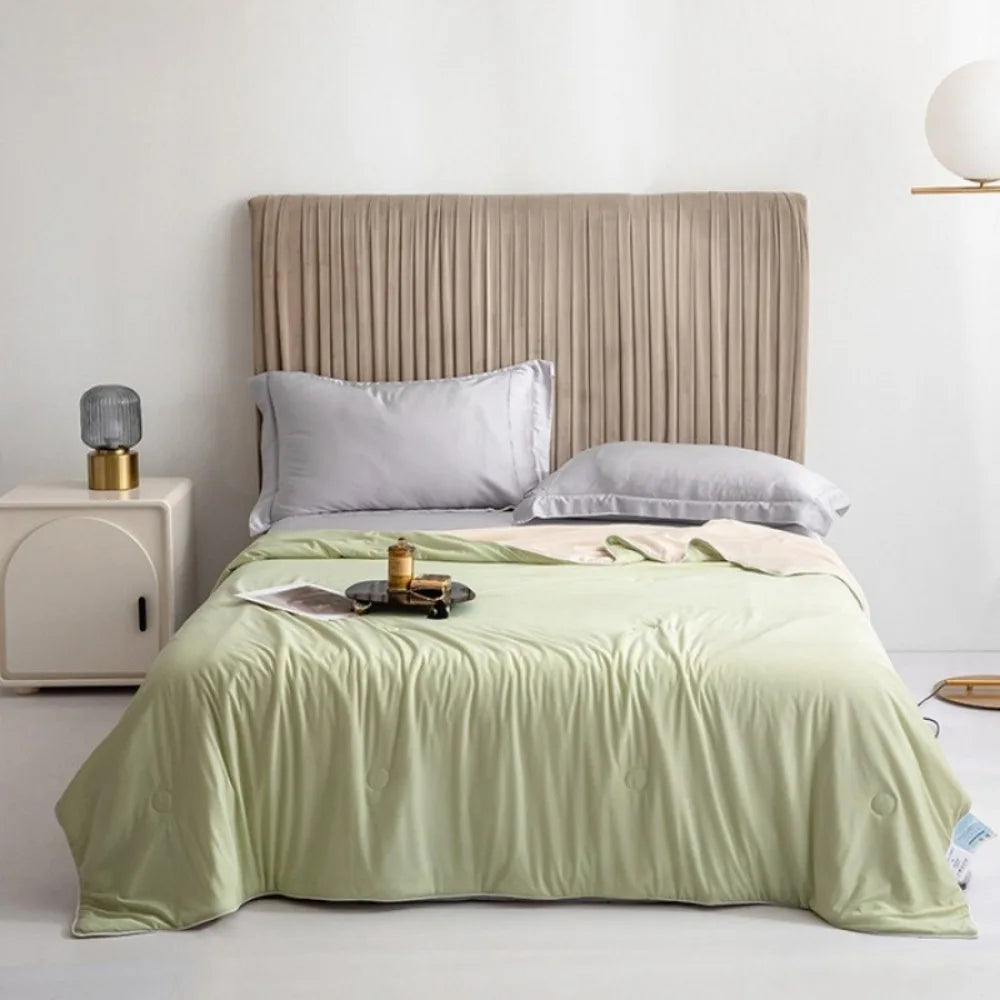 couverture coton doublon 100% coton bleu violet vert blanc moderne fixée boutons