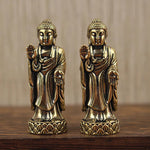 statues bouddha doré bronze lisses détails sculptés traditionnel religieux ornement intérieur fengshui