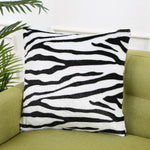 coussin carré moderne imprimé léopard zèbre noir blanc marron beige amovible lavable