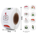 stickers adhésifs sushi cartoon visage couleurs diverses blanc rouge noir vert orange jaune rose