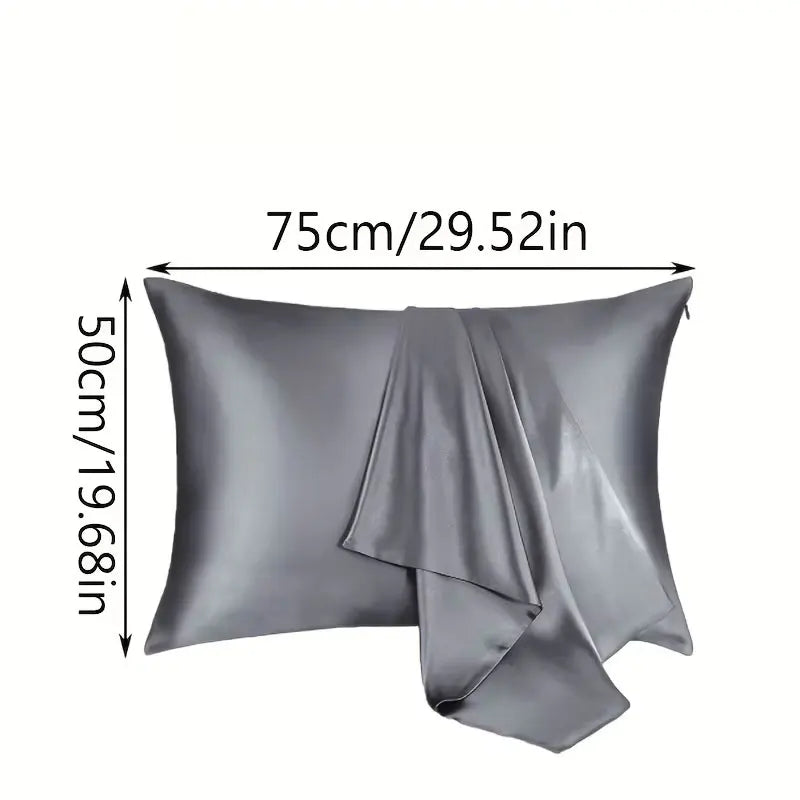 protège oreiller gris uni moderne 100 polyester fermeture glissière hypoallergénique respirant satin