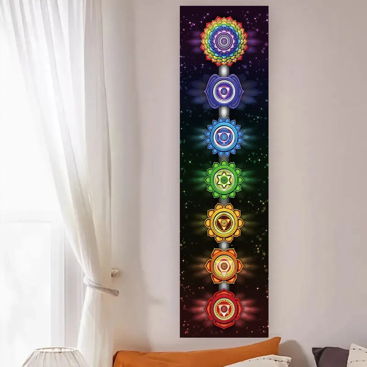 tableau mural multicolore mandala symboles religieux spirituel opaque sans fixation 150cm 40cm