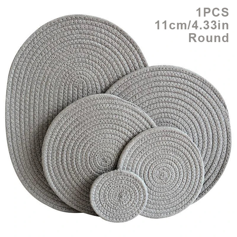 tapis table tissé motifs concentriques beige marron gris clair rustique opaques 11cm 18cm 24cm