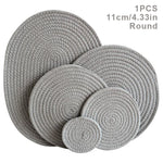 tapis table tissé motifs concentriques beige marron gris clair rustique opaques 11cm 18cm 24cm