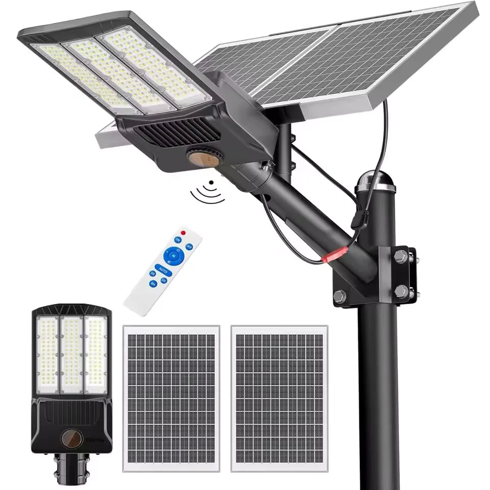 lampe solaire extérieure noire moderne panneau batterie télécommande ip65 led aluminium