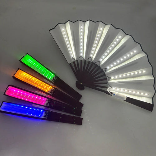 éventail lumineux pliable noir blanc rayures fête mariage carnaval accessoires accessoires décoratifs lumière led
