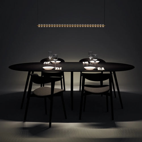 Suspension lumineuse moderne minimaliste pierre verre translucide noir doré 130cm 159cm