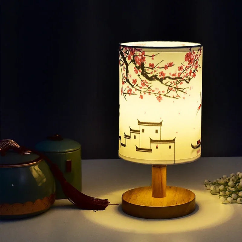 lampe table moderne fleurs bois blanc rose blanche chambre coucher interrupteur tactile sécurité certifications
