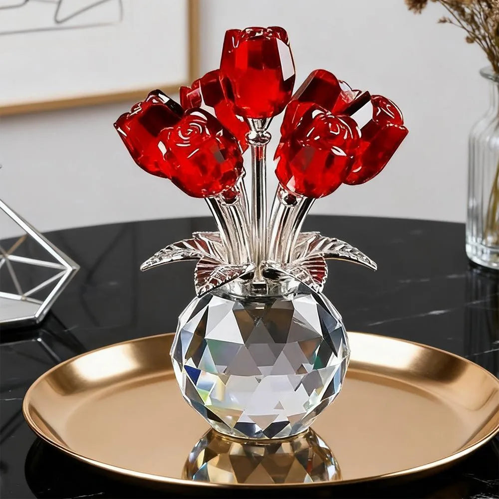 bouquet fleurs artificielles cristal rouge jaune rose bleu vert violet blanc moderne transparent
