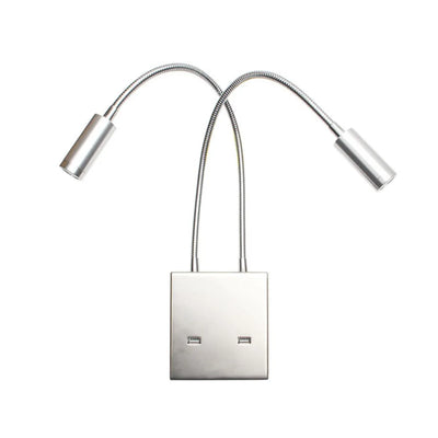 Applique murale LED moderne avec double port USB en aluminium rouge