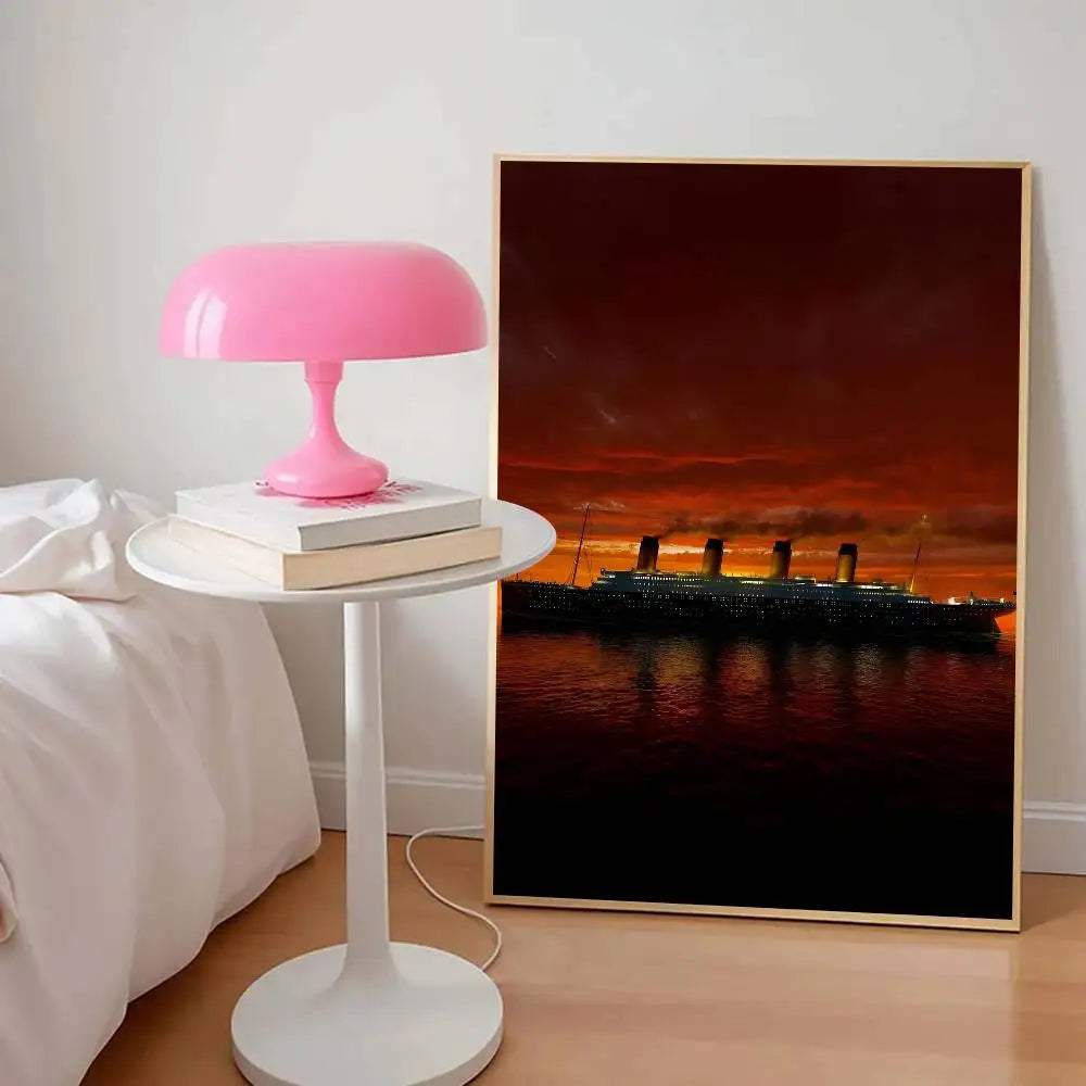 affiches murales titanic bleu noir blanc impressionnistes nuit lumière glace vague cadres