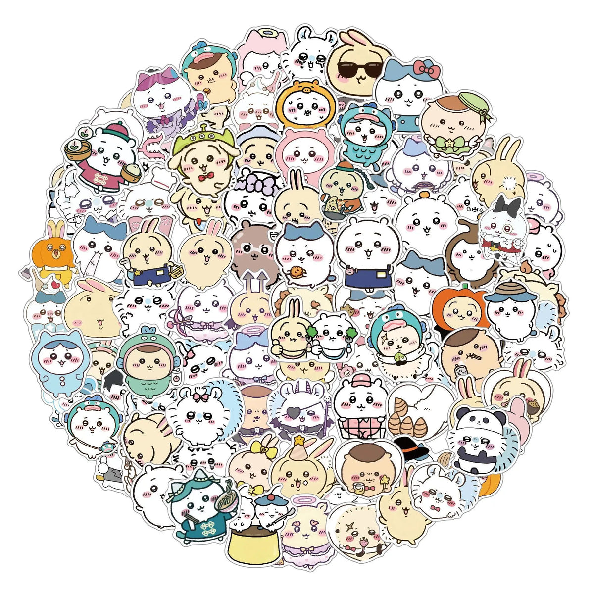 autocollants kawaii dessins animés moderne blanc divers personnages 100pcs thermos gobelet