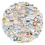 autocollants kawaii dessins animés moderne blanc divers personnages 100pcs thermos gobelet