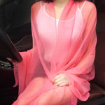 écharpe été femme protection solaire bleu rose gris mousseline moderne élégante translucide