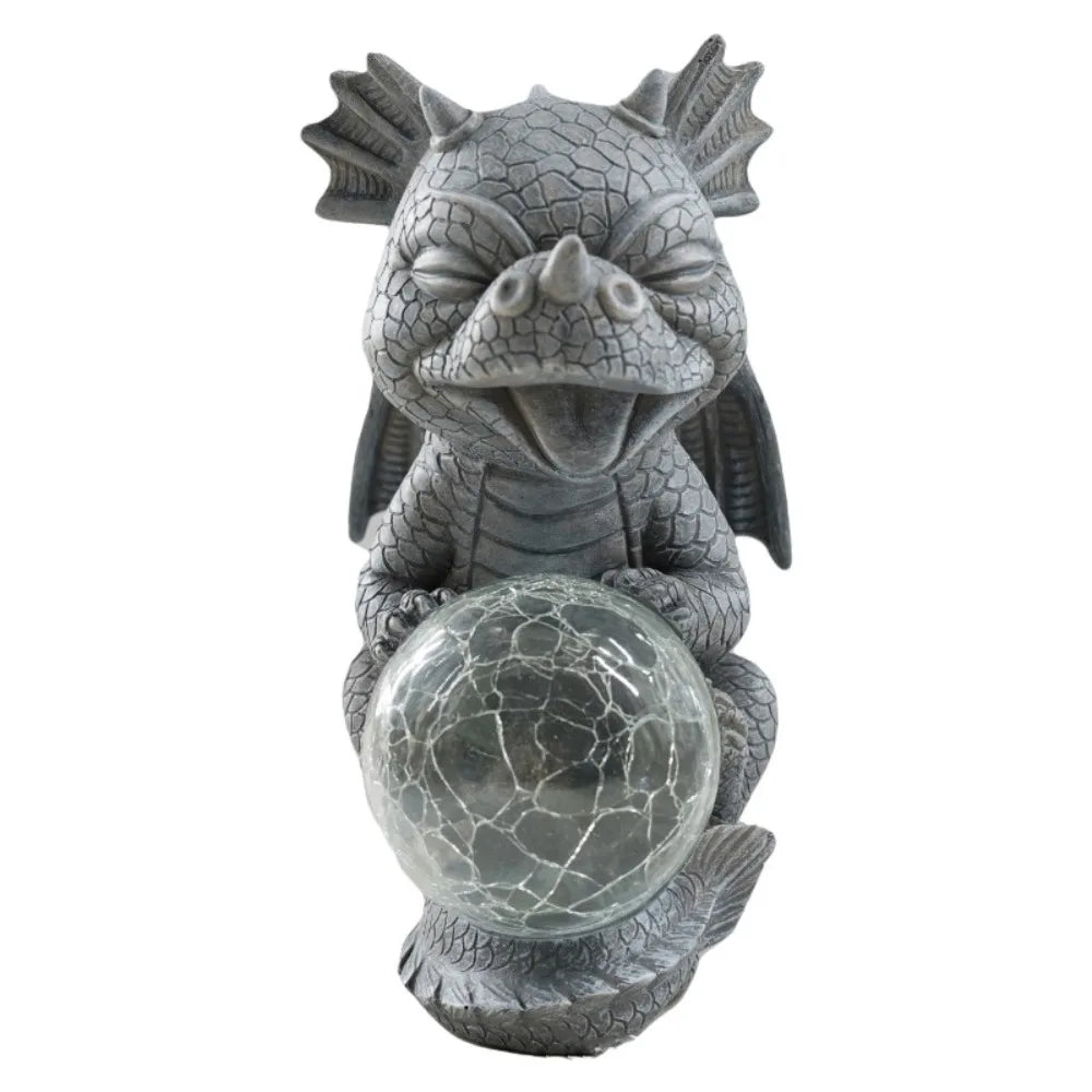 statue dragon gris doré texture granulée lanterne suspendue tringle métallique fantaisie statuaire opacité