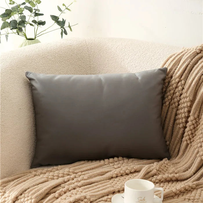 housses coussin carrées unies modernes beige gris orange lit décoration voiture
