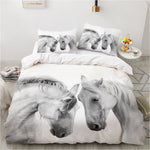 Housse de couette imprimée cheval 3D 140x200 cm sur lit