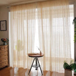 rideau semi transparent géométrique moderne polyester beige clair salon hospitalité