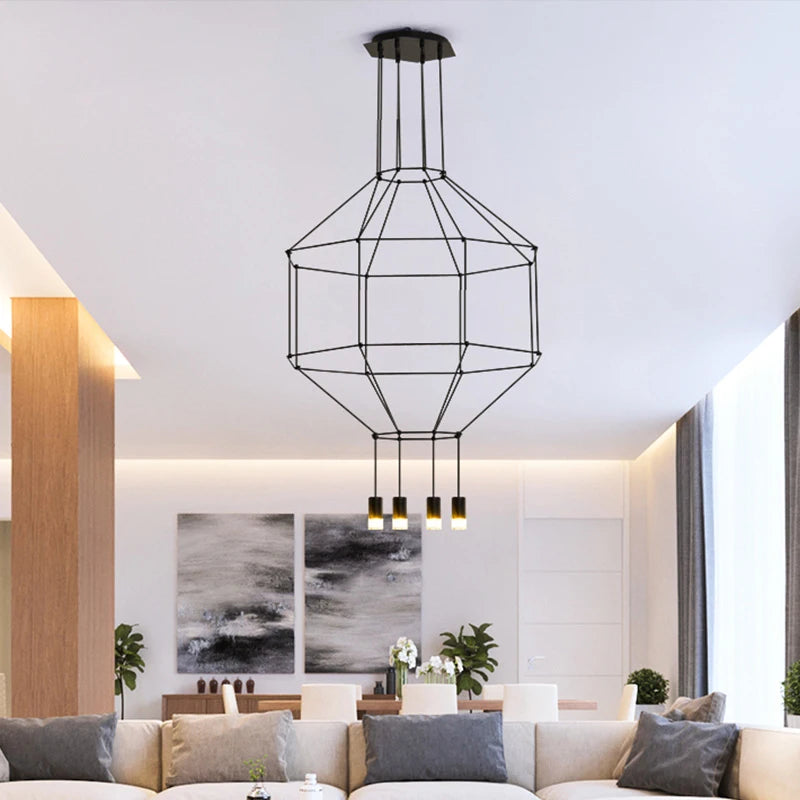 suspension lumineuse moderne minimaliste noir tubes transparents 15 20 sources lumineuses chambre salon étudehôtel