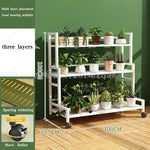 étagère roulettes blanc moderne niveaux support plantes intérieur extérieur assemblage métal
