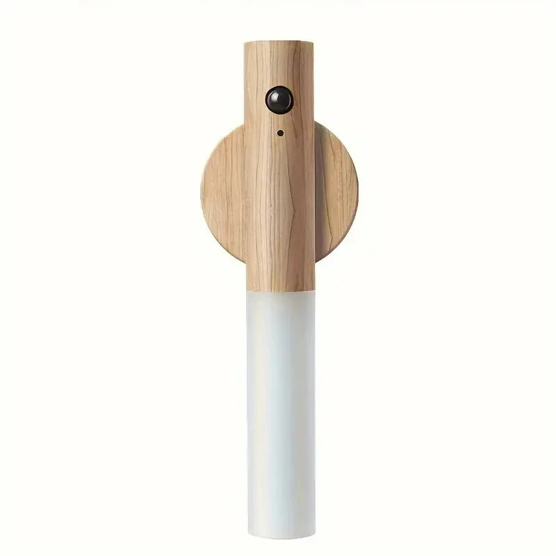 lampe chevet rechargeable aimantée texture bois moderne blanc translucide minimaliste double face adhésive coque