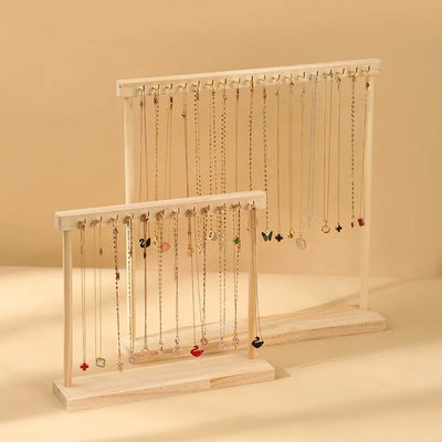 Présentoir à bijoux en bois massif bleu